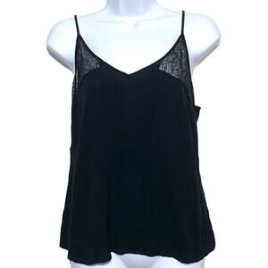 Trouve Black Camisole Top L Whimsigoth Dark Romantic Sheer Lace Fairy Grunge Y2K